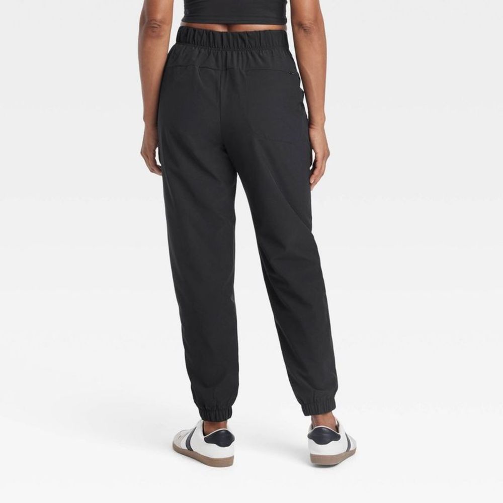 All In Motion - Women's High-Rise Winter Woven Lined Joggers - All Black - Picture 2 of 4